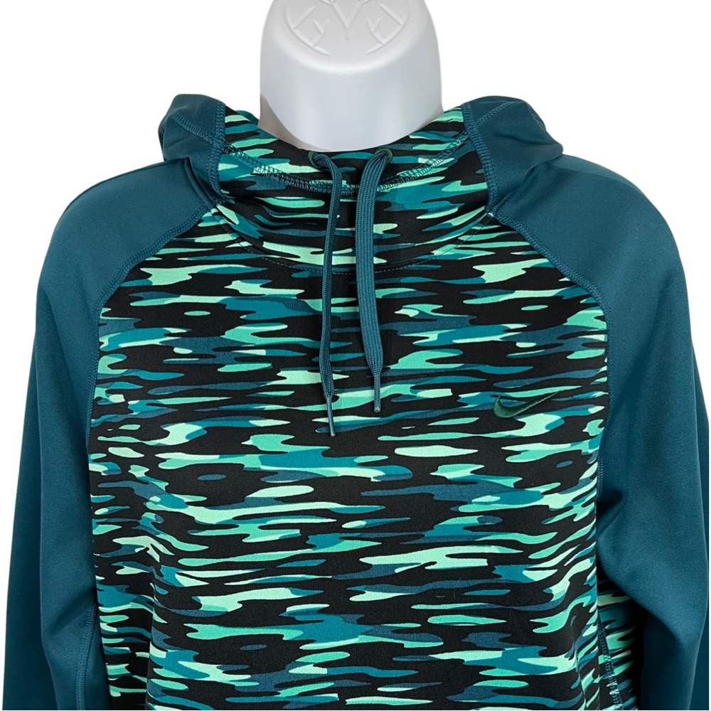 Nike Therma-FIT Haze Drawstring Hoodie Jacket S Teal Thumb Holes - Picture 3 of 8